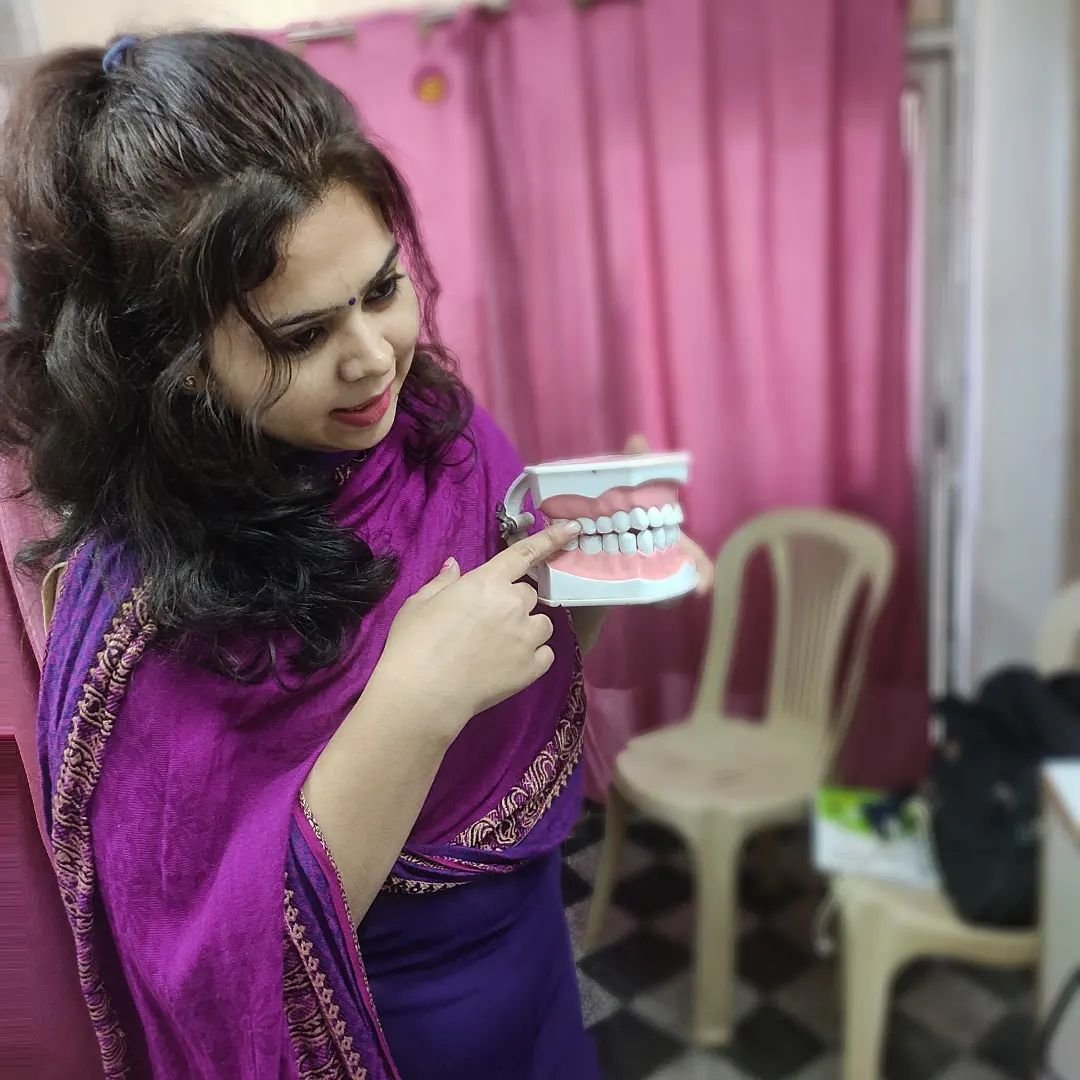 Patient education session on oral care